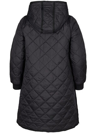Quiltet jakke med hette, Black, Packshot image number 1