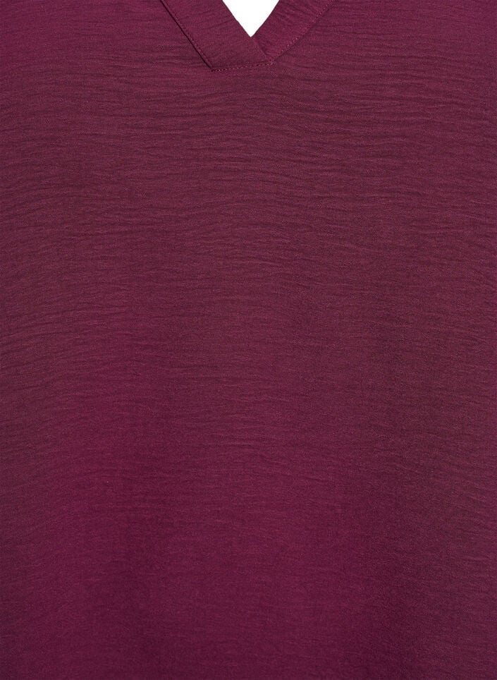 Bluse med 3/4 ermer, M&oslash;rk Bordeaux, Packshot image number 2