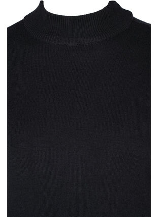 Strikkekjole med rund hals og lange ermer, Black, Packshot image number 2