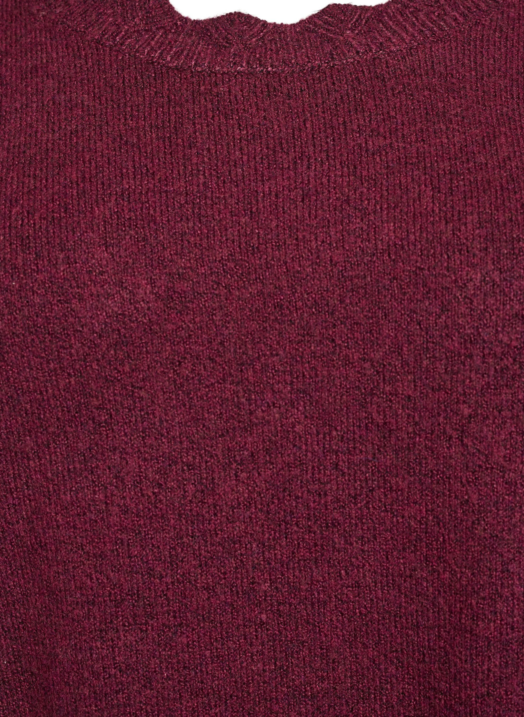 ZizziStrikkebluse med b&oslash;lgete kanter, M&oslash;rk Bordeaux, Packshot image number 2