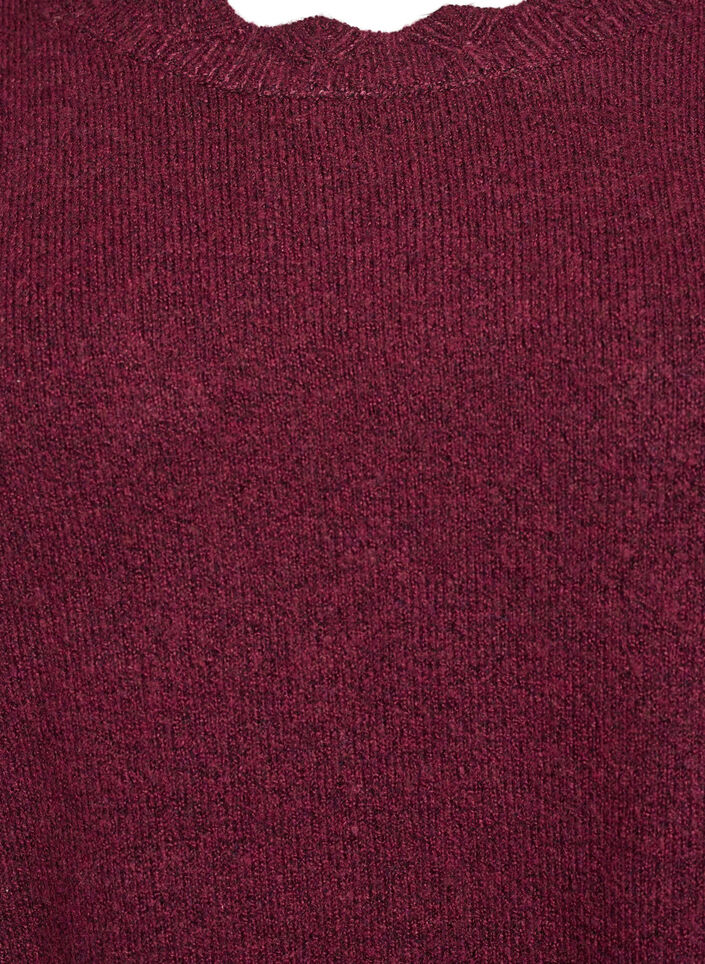 Strikkebluse med b&oslash;lgete kanter, M&oslash;rk Bordeaux, Packshot image number 2