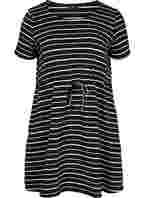 Kortermet bomullstunika med striper, Black/White Stripe 