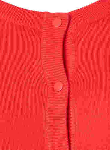 Ribbet cardigan med knappelukking, Poppy Red, Packshot image number 2
