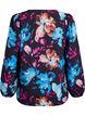 Viskosebluse med blomstertrykk og lange ermer, Svart, Packshot image number 1