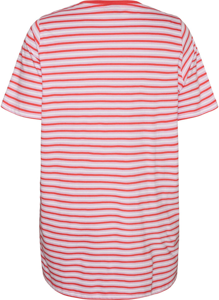 Lang oversized stripete T-skjorte i &oslash;kologisk bomull, Lilla, Packshot image number 1