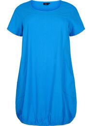 Kortermet kjole i bomull, French Blue