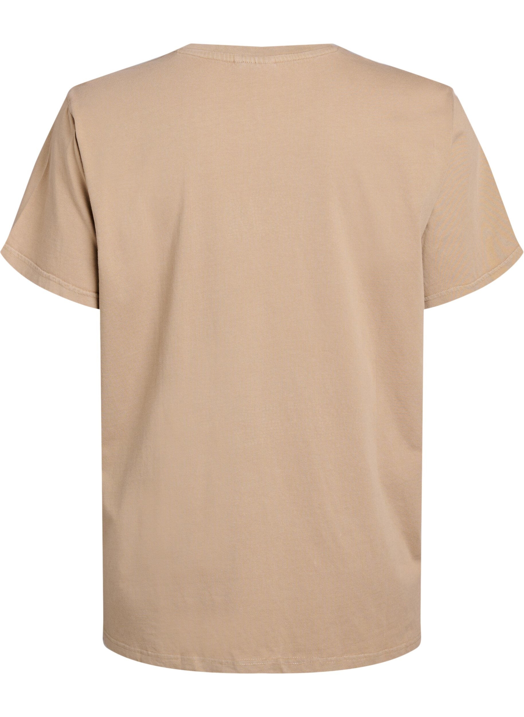 Zizzi T-skjorte i &oslash;kologisk bomull med strassteiner og sommerfuglmotiv, Brun, Packshot image number 1