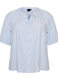 Skjortebluse med knappelukking og knytebelte, Bl&aring;