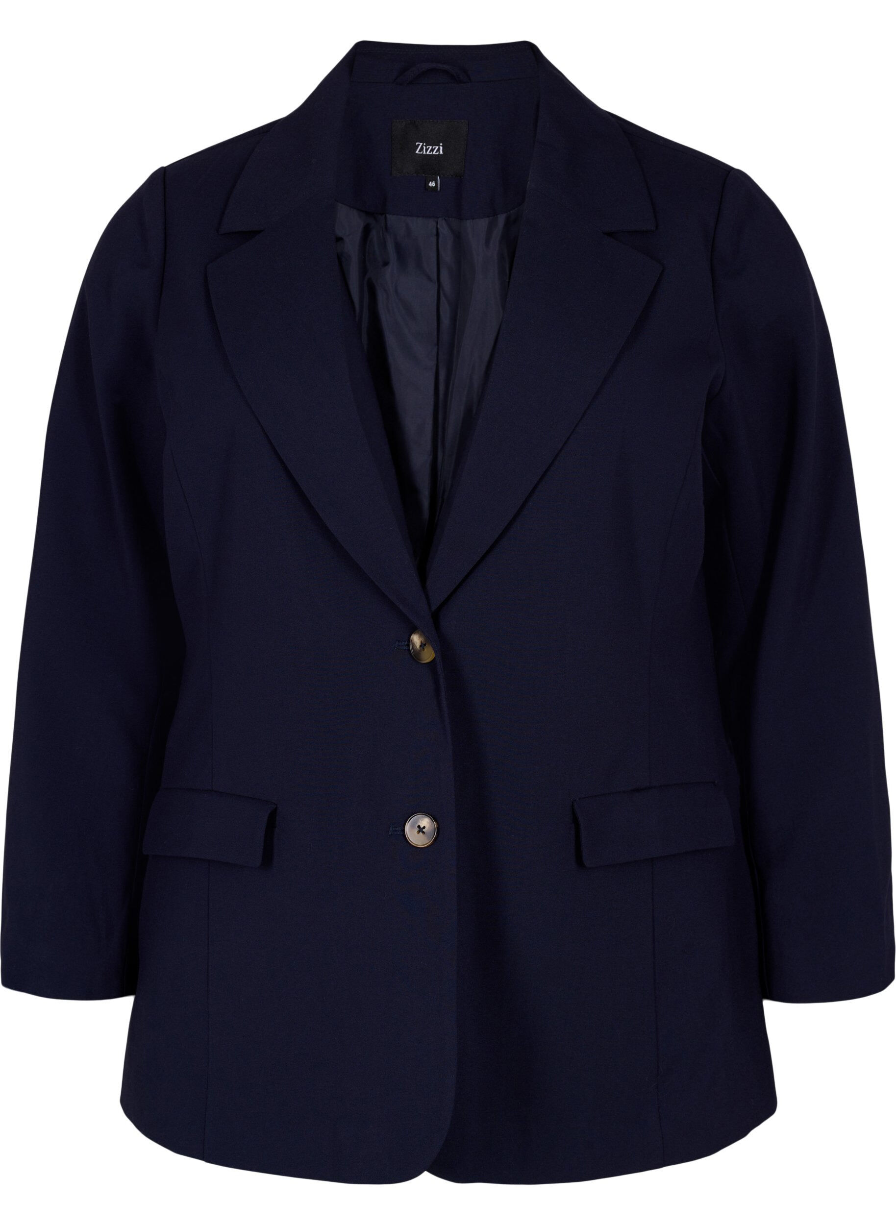 Zizzi Klassisk blazer med knappelukking, Night Sky, Packshot image number 0