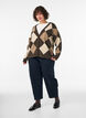 Argyle cardigan med rhinesteiner, Brun, Model image number 1