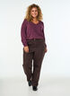 Jerseybluse med V-hals og lange ermer, M&oslash;rk Bordeaux, Model image number 1