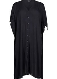 Kaftan strandkjole med knapper, Svart Kaftan strandkjole med knapper