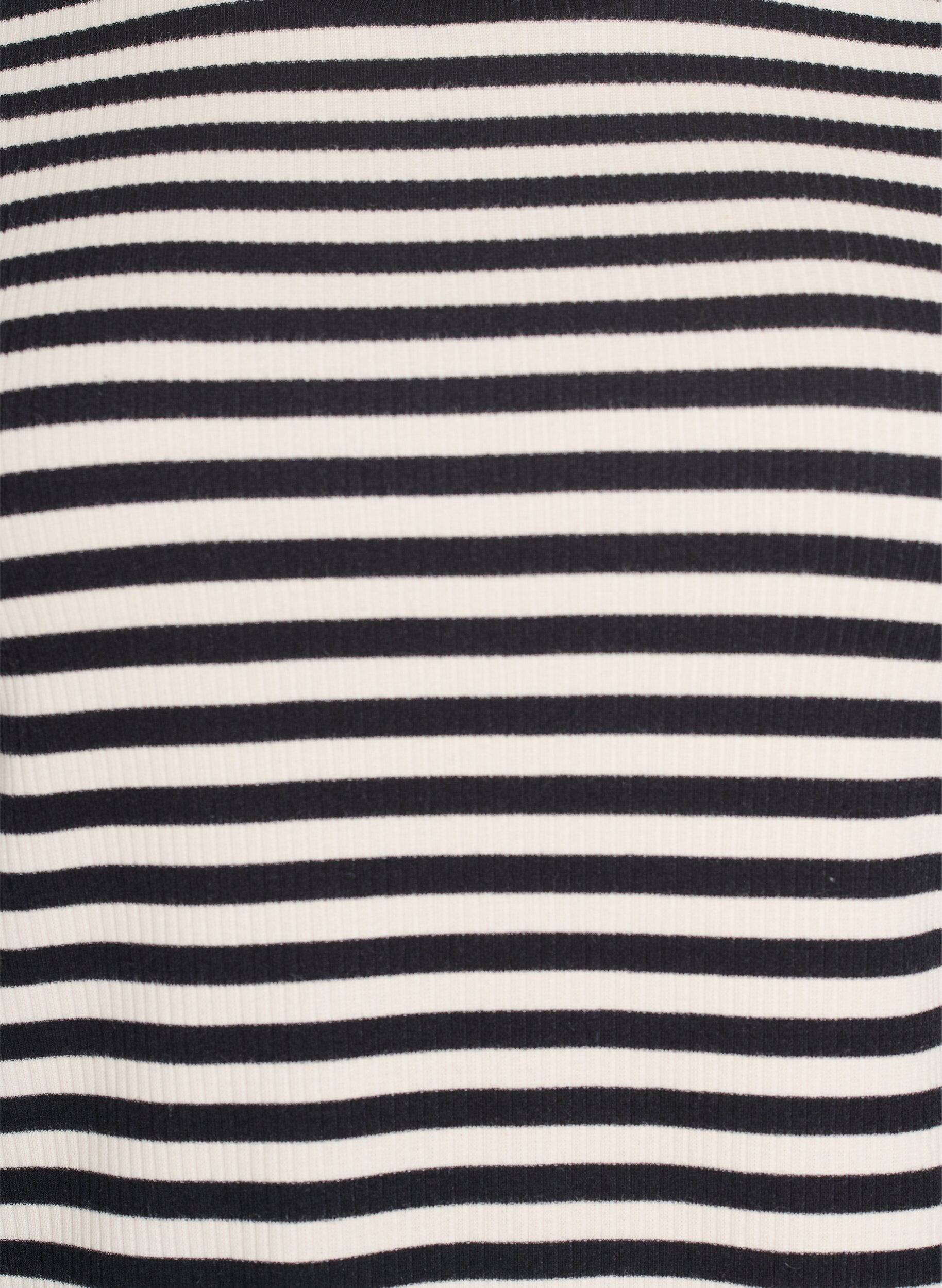 ZizziT-shirt med striper og ribbestrikket struktur, Svart, Packshot image number 2