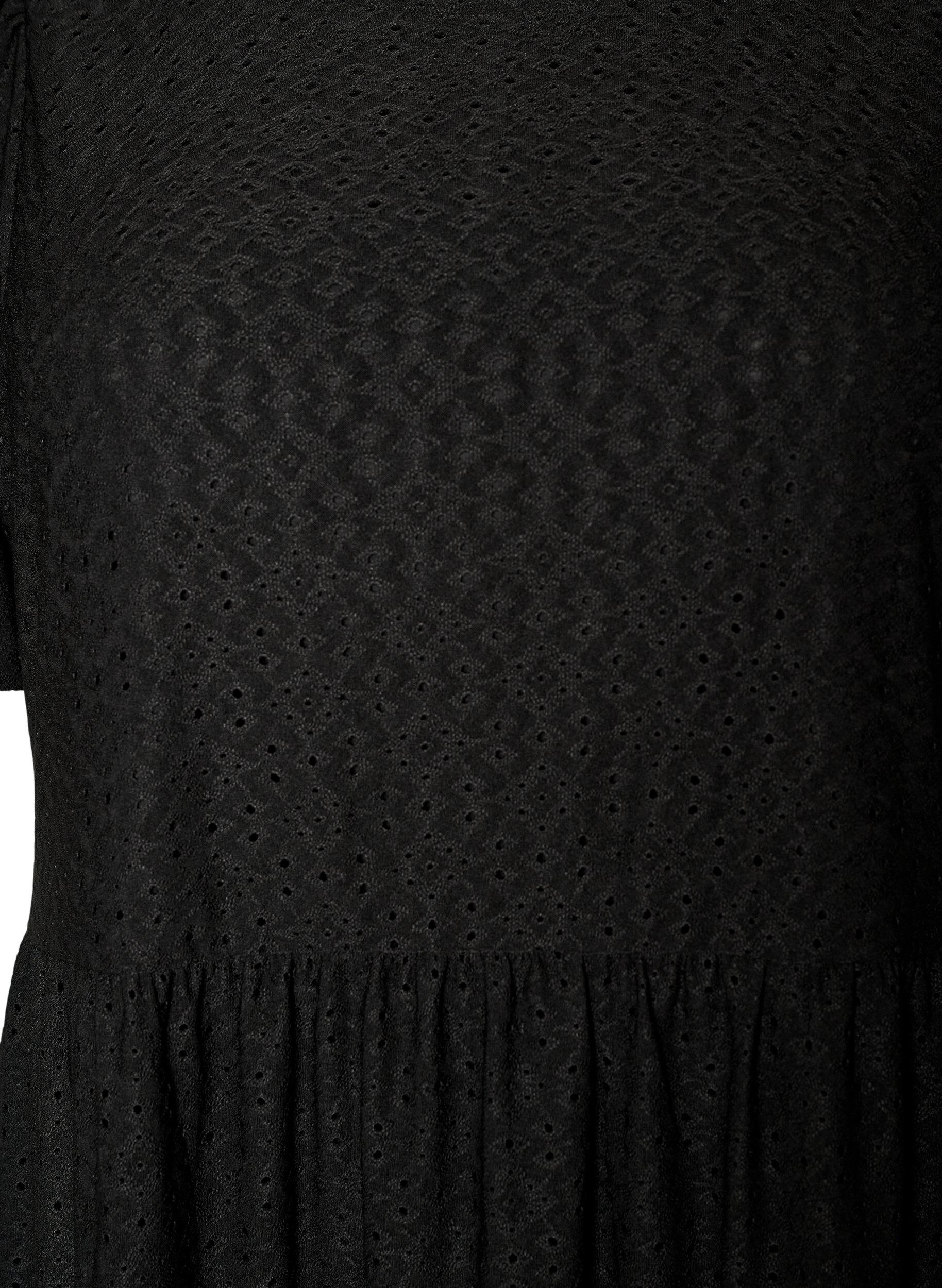 ZizziKort kjole med blondem&oslash;nster og lagdelt skj&oslash;rt, Svart, Packshot image number 2