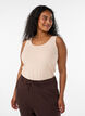 Ensfarget basic topp i bomull, Beige, Model image number 0