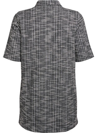 Zizzi Kort kjole i teksturert jersey med et grafisk sjakkmønster, Off White Check, Packshot image number 1