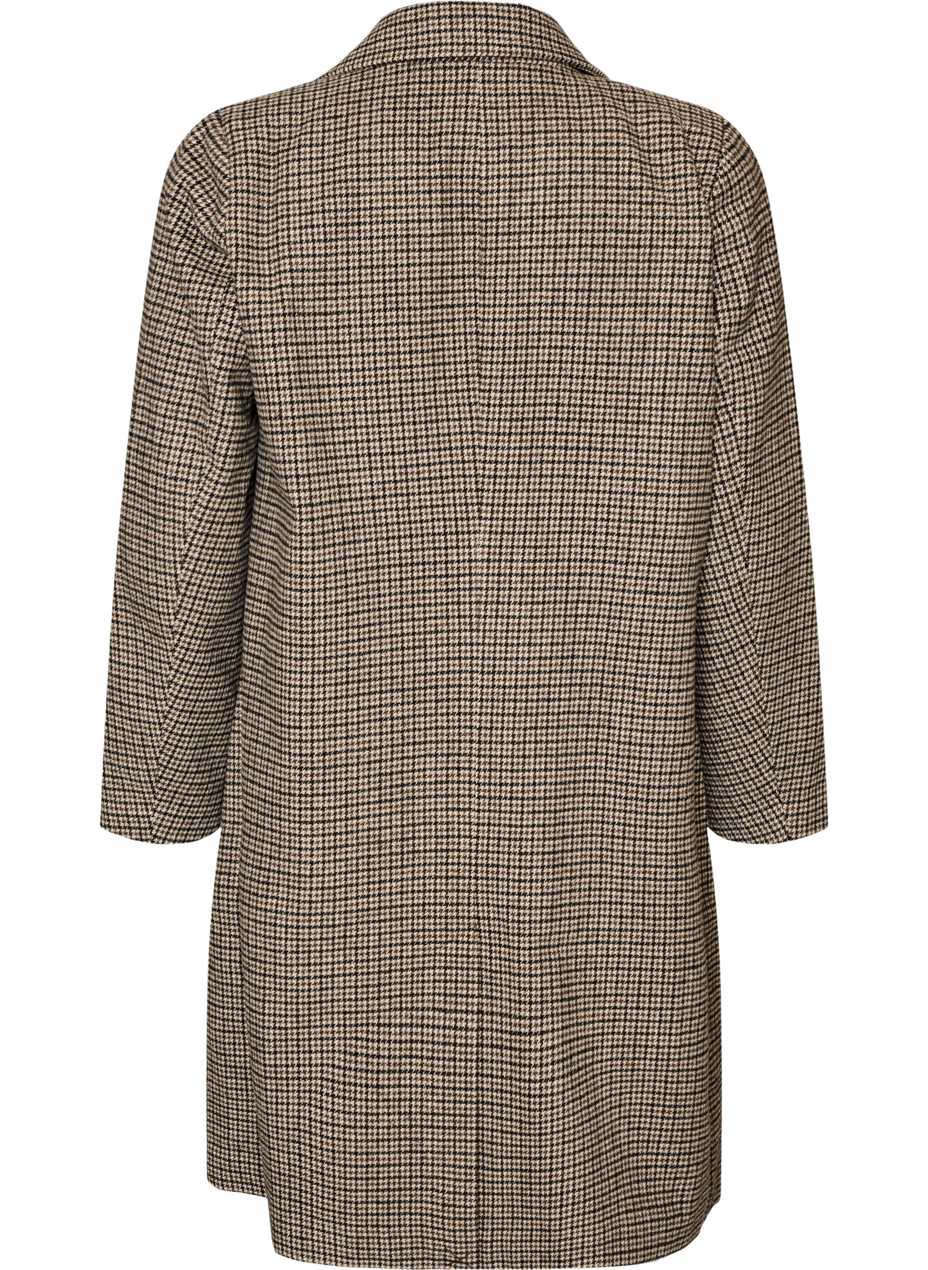 ZizziMellomlang rutete k&aring;pe, Brun, Packshot image number 1