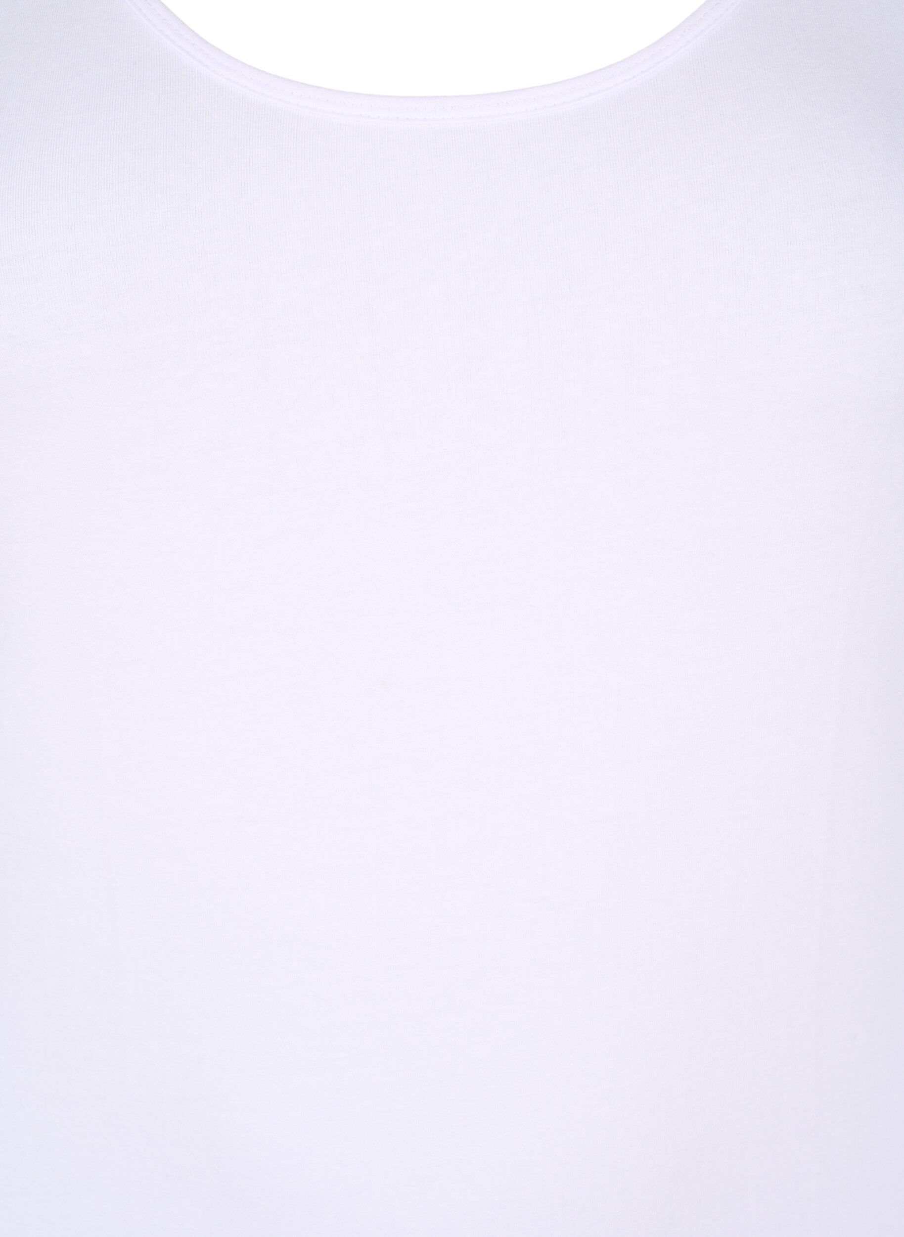 ZizziEnsfarget basistopp i bomull, Hvit, Packshot image number 2