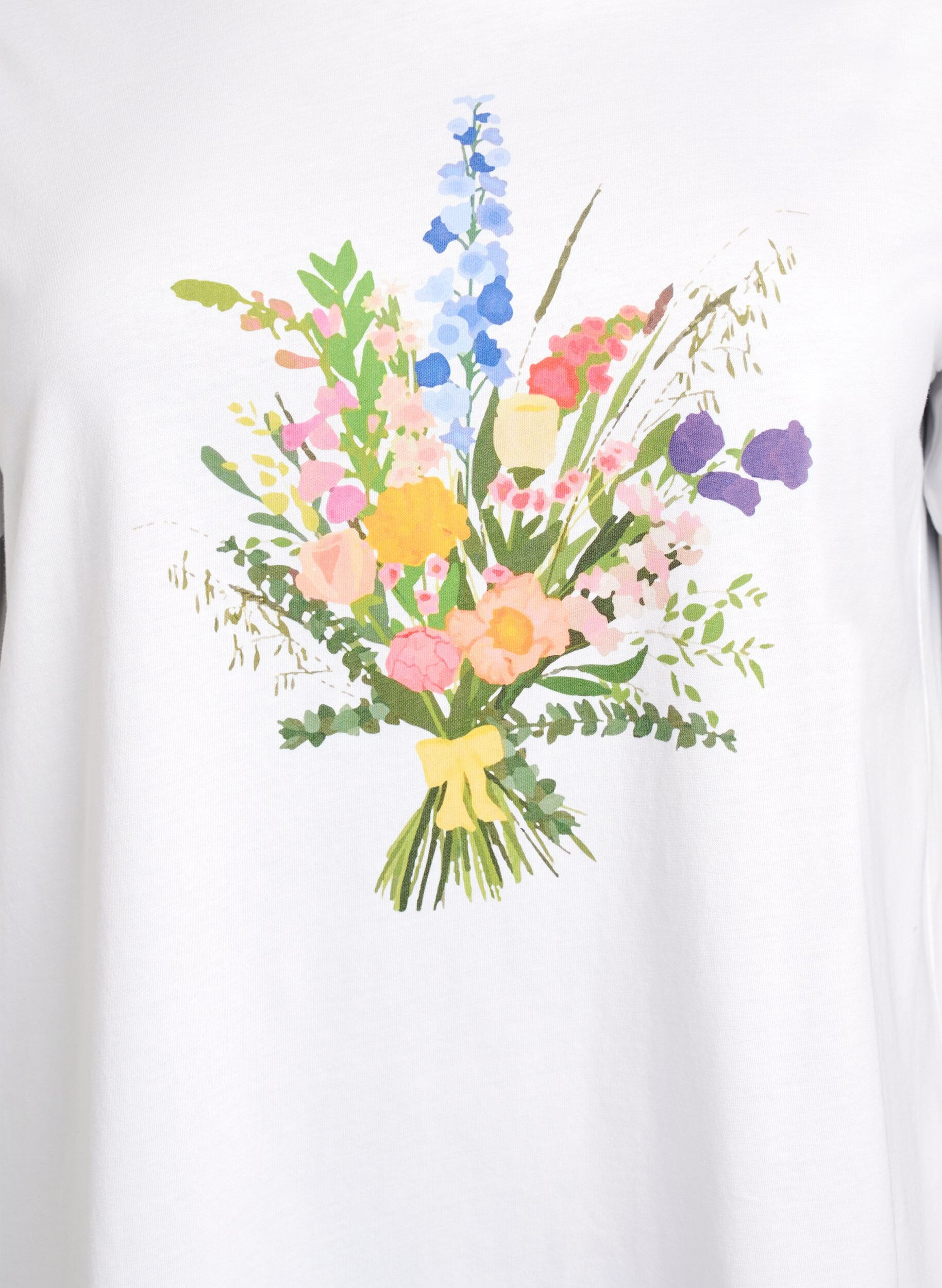 Zizzi T-skjorte i &oslash;kologisk bomull med blomstertrykk, B. White w. Flower, Packshot image number 2