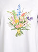 T-skjorte i økologisk bomull med blomstertrykk, B. White w. Flower, Packshot image number 2