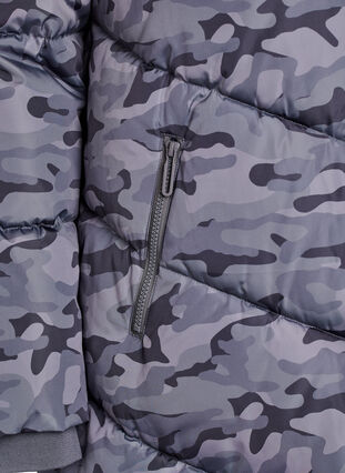 Zizzi Lang kamuflasje pufferjakke, Grå, Packshot image number 3