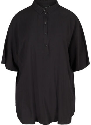 Tunika med knapper og krage, Black, Packshot image number 0