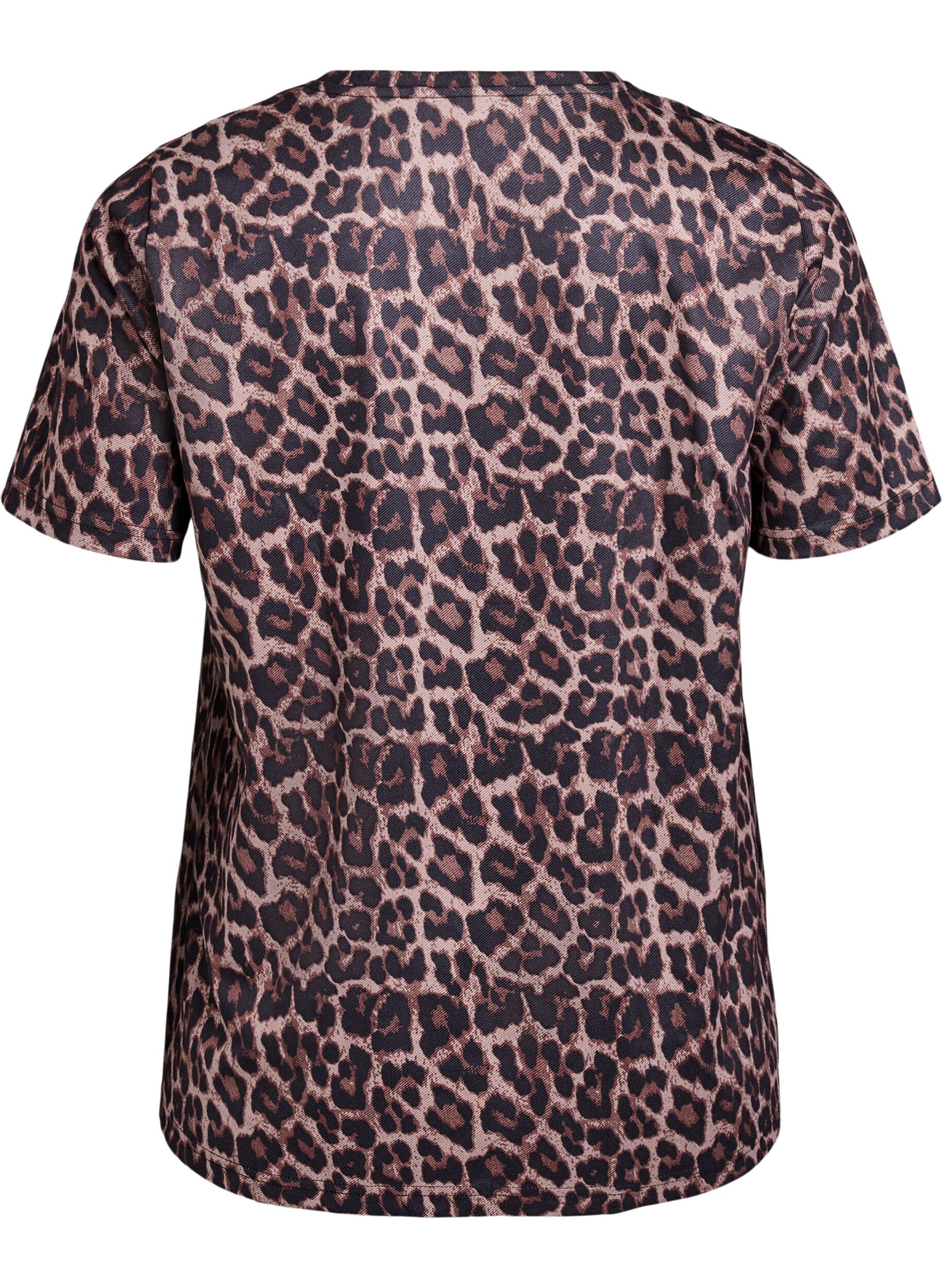 Zizzi FLASH - T-skjorte med leopardm&oslash;nster, Brun, Packshot image number 1