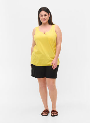Bomullstopp med strikk nederst, Primrose Yellow, Model image number 2