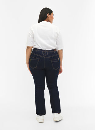 Slim fit Vilma jeans med høyt liv, Dk blue rinse, Model image number 2