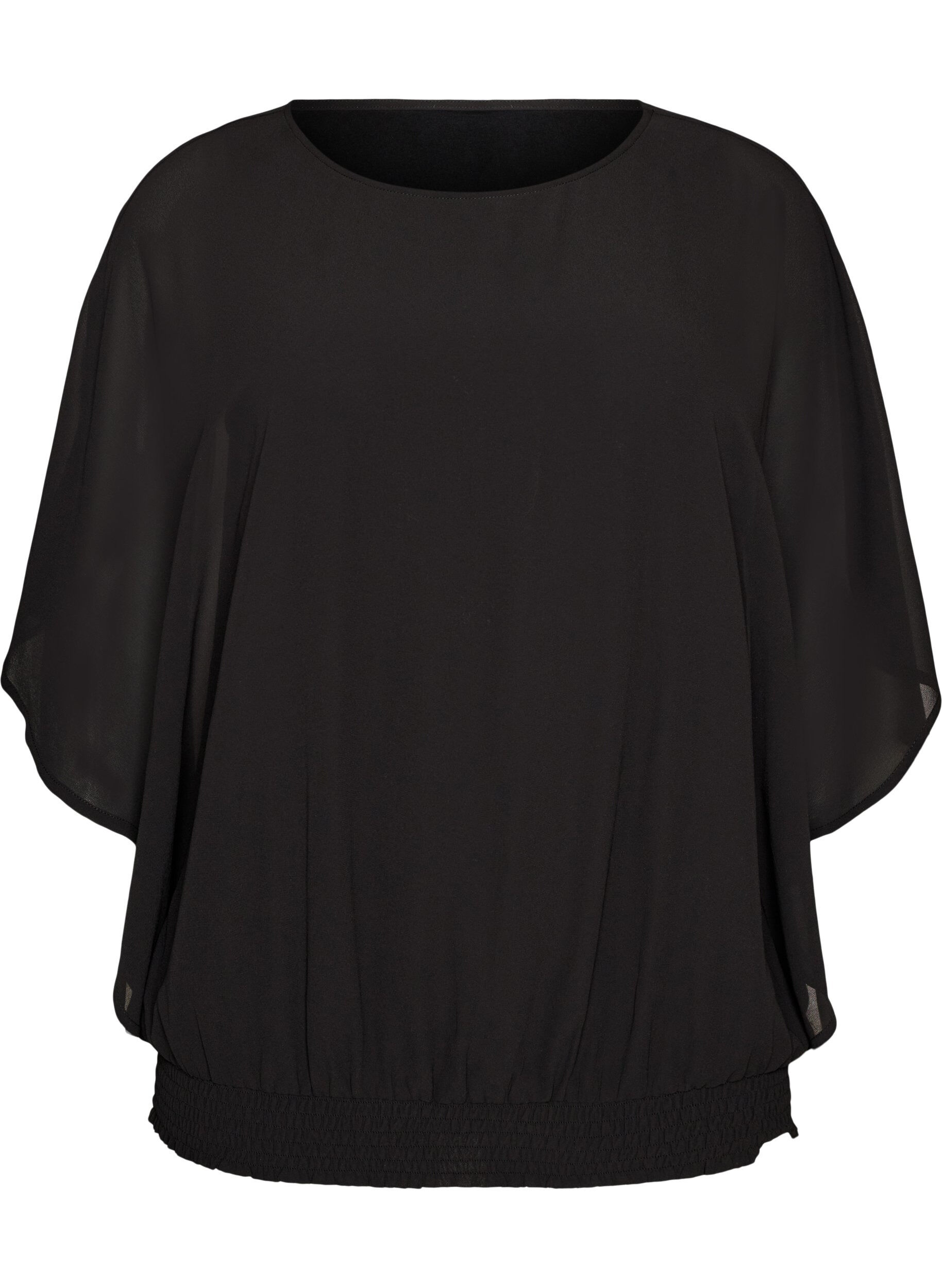 ZizziChiffonbluse med ballongeffekt, Svart, Packshot image number 0
