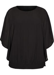 Chiffonbluse med ballongeffekt, Svart