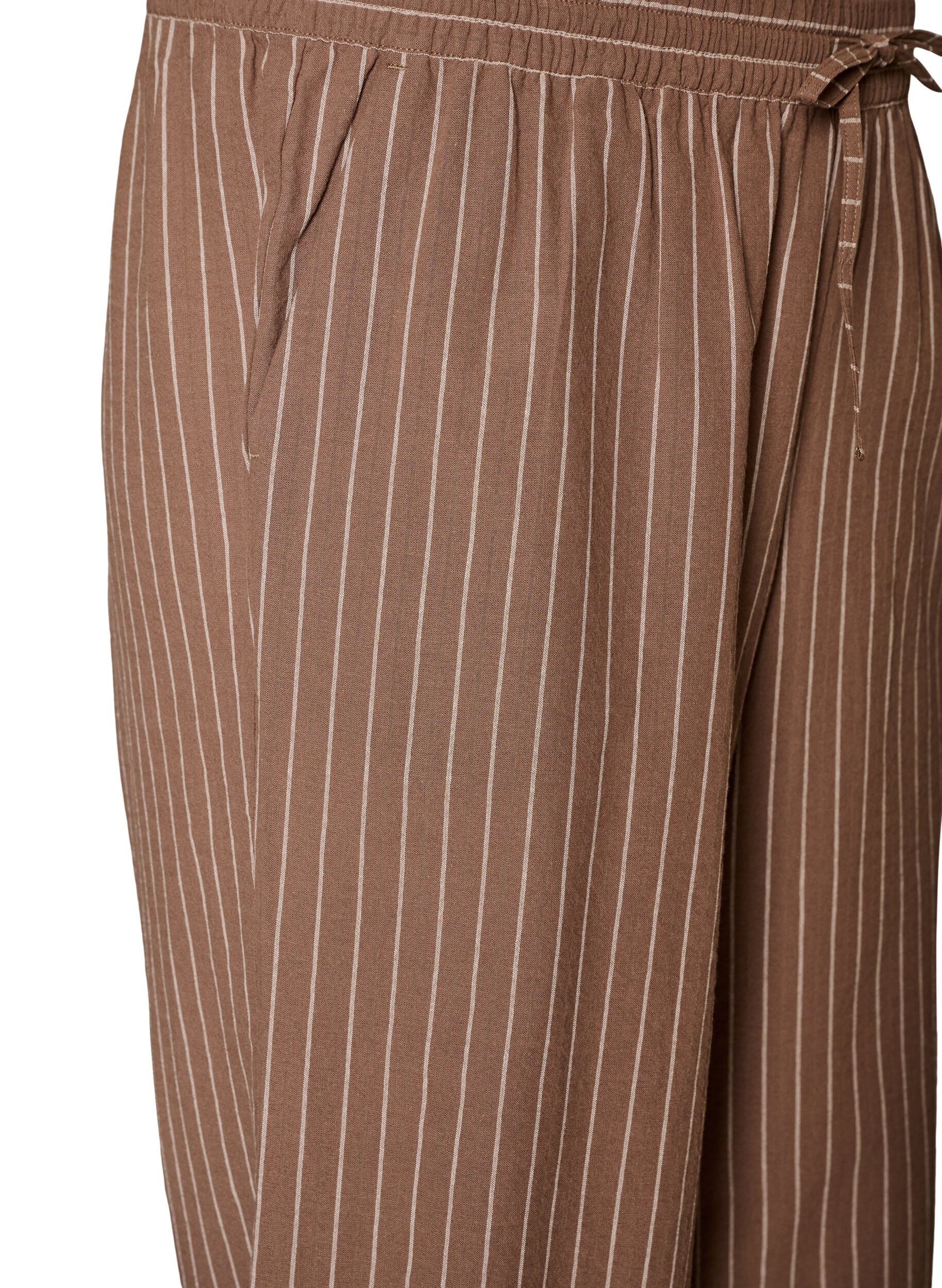 ZizziL&oslash;se bukser med h&oslash;y midje og lommer, Brun, Packshot image number 2