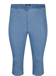 FLASH - Slim fit capribukser i denim med høyt liv, Light Blue Denim