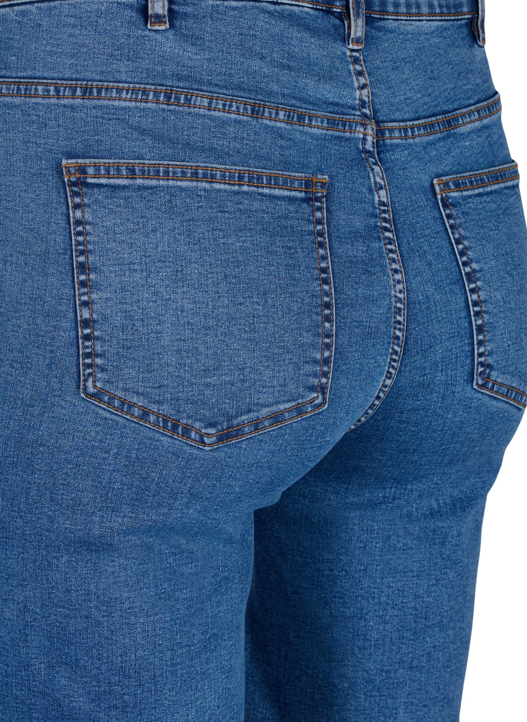 Zizzi Tettsittende dongerishorts med h&oslash;y midje, Blue Denim, Packshot image number 3