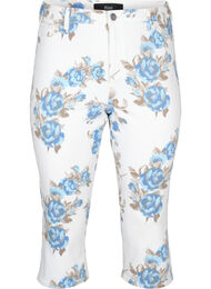 Amy Capri-jeans med høy midje og blomstermønster, White B.AOP