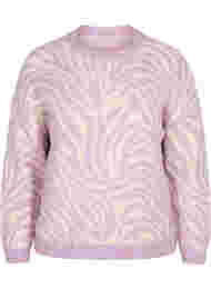 Strikket genser med mønster, Lavender  Mel Comb.