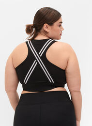 Sports-BH med glitter og krysset rygg, Black w. SilverLurex, Model