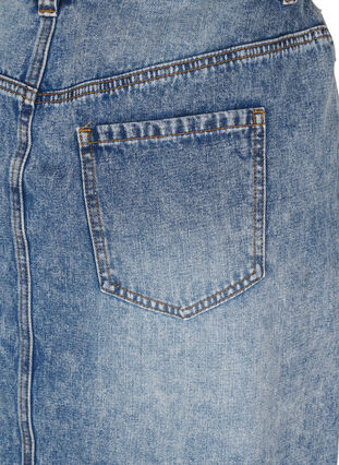 Zizzi Denim maxiskjørt med splitt foran, Blue Denim washed, Packshot image number 3