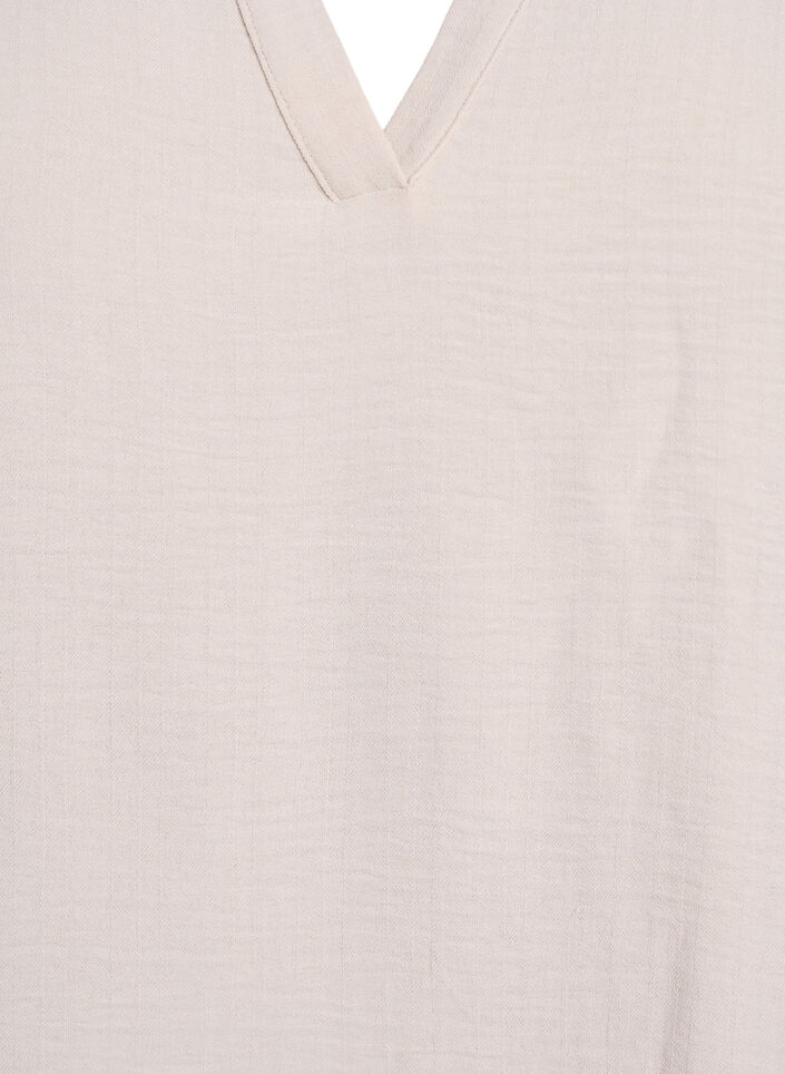 L&oslash;s bluse med korte ermer, Beige, Packshot image number 2