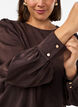 Bluse med satenglook og ballongfasong, Brun, Model image number 3