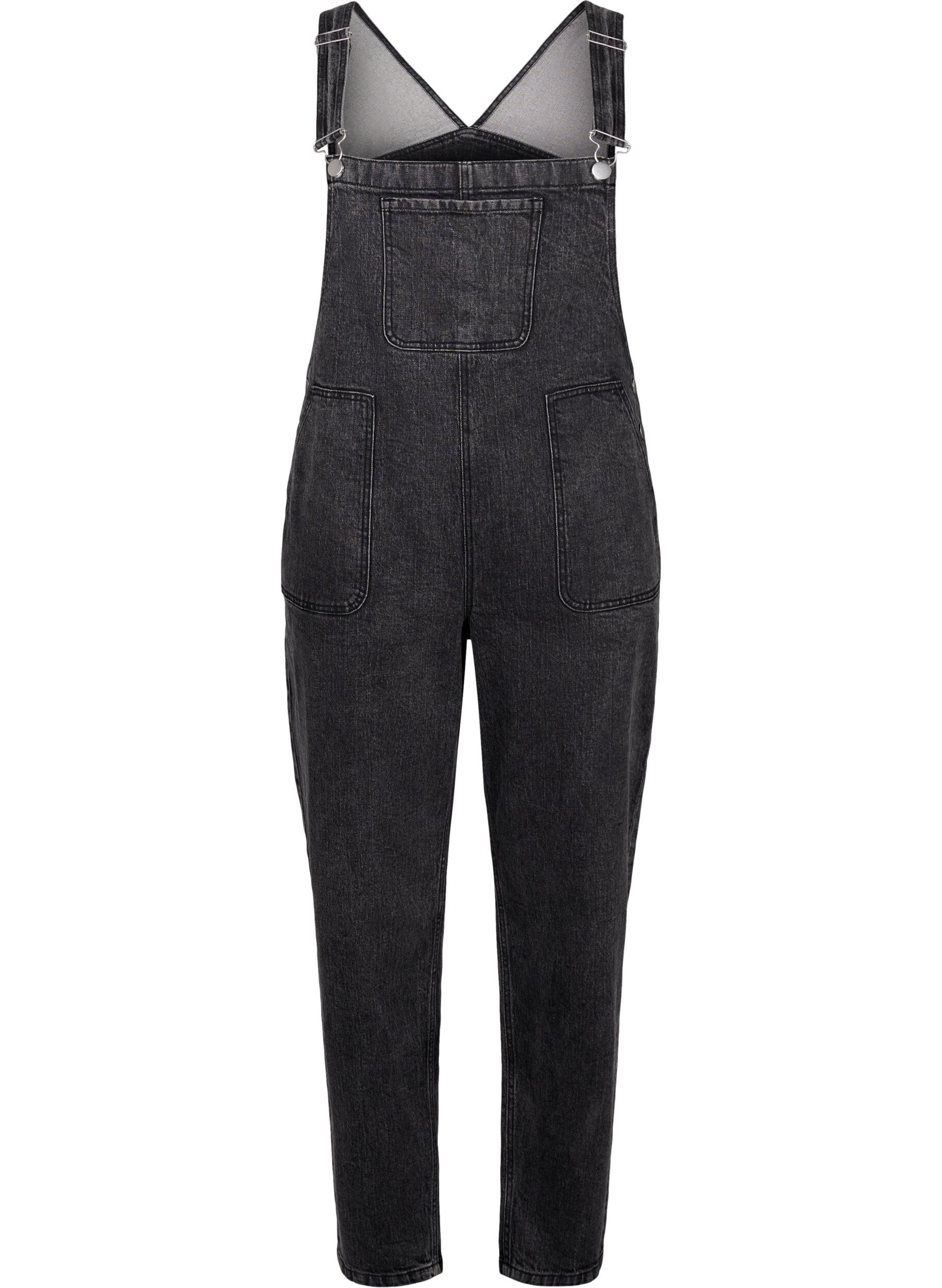 Zizzi Denimoveraller, Dark Grey Denim, Packshot image number 0