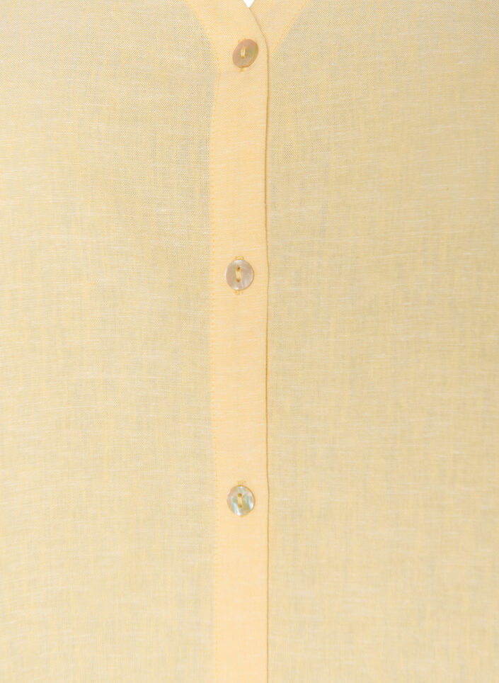 Bluse i lin og viskose med V-hals, Gul, Packshot image number 2