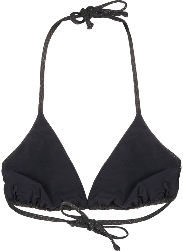 Trekantbikinitopp med glitter, Black, Packshot