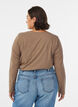 Basis jersey bluse med lange ermer, Brun, Model image number 2
