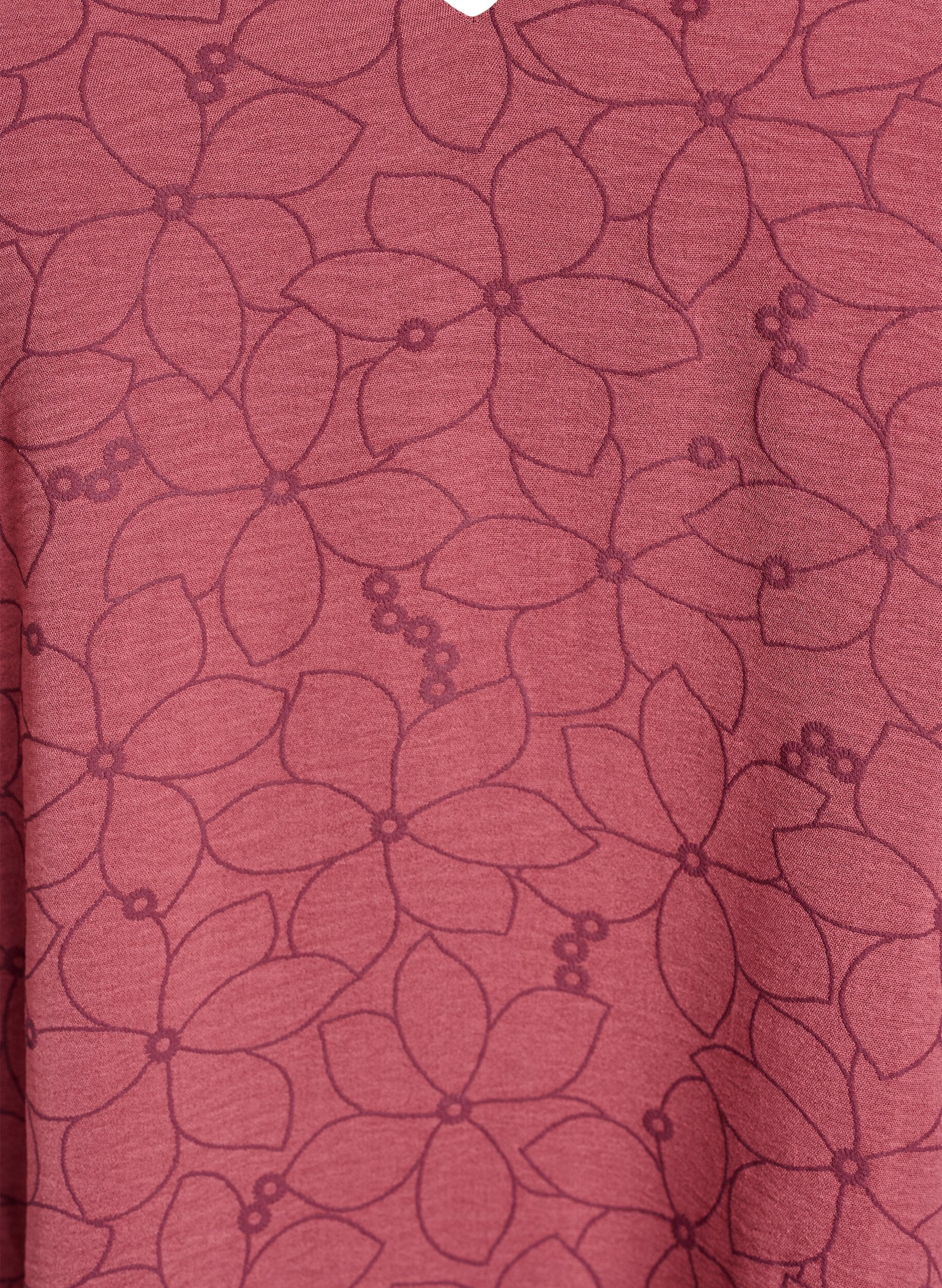 Zizzi Tunika med brodert blomster-m&oslash;nster og 3/4 ermer, Rosa, Packshot image number 2