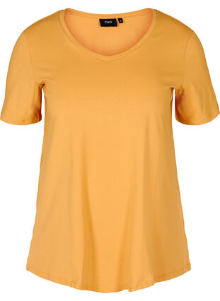 Basis T-skjorte med V-hals, Spruce Yellow, Packshot image number 0