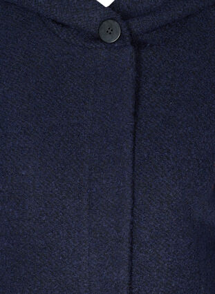 Lang jakke med ull og hette, Black, Packshot image number 2