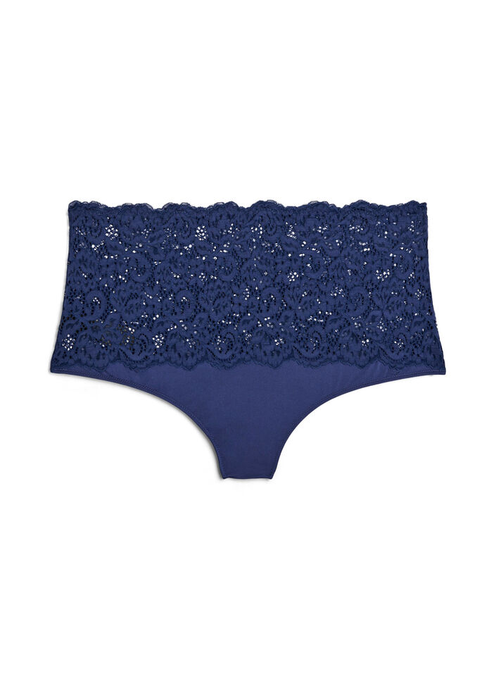 Høy midje hipster-truser med blonder, Medieval Blue, Packshot image number 1