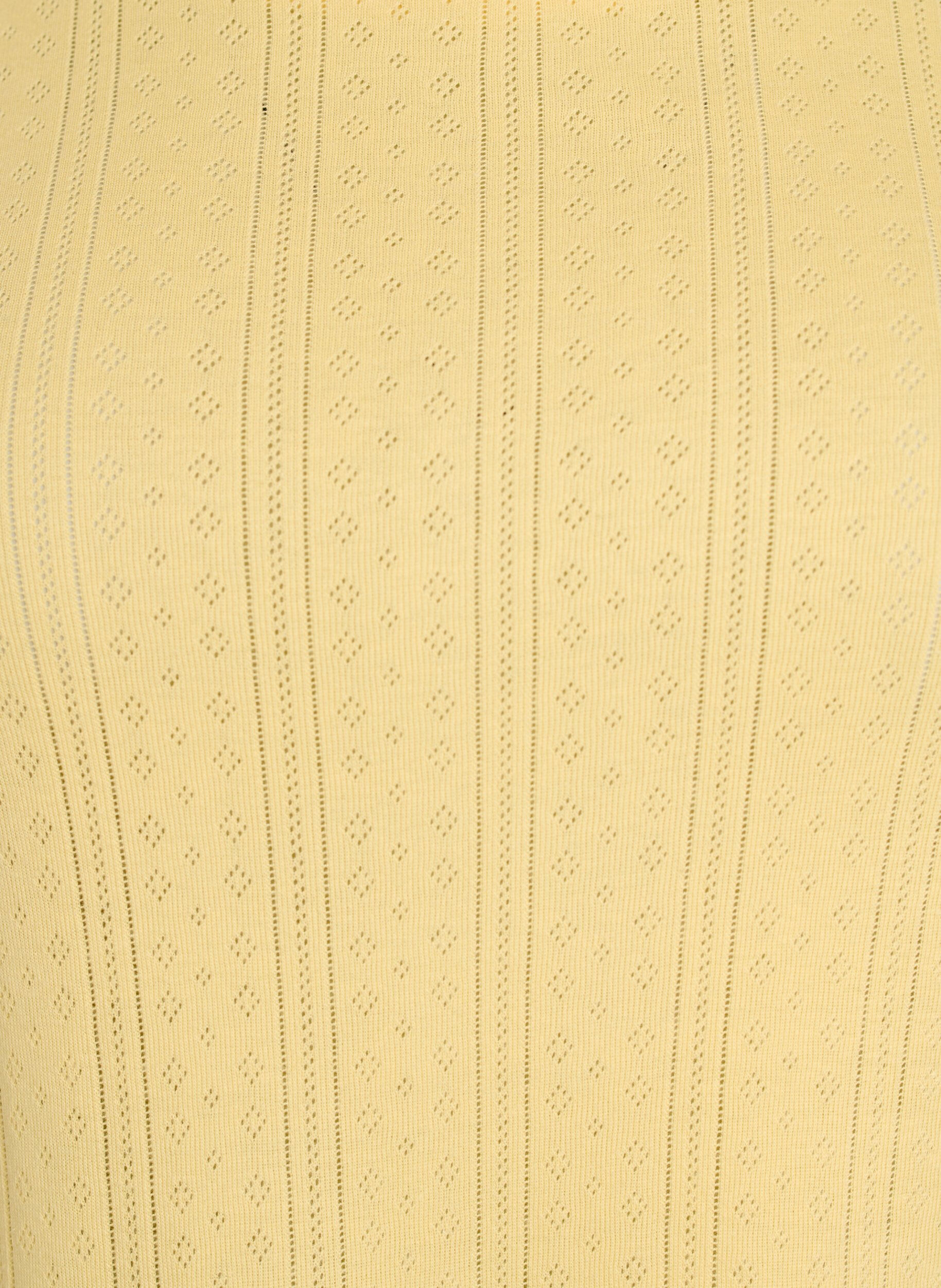 Zizzi T-skjorte i bomull med hullbroderi, Gul, Packshot image number 2