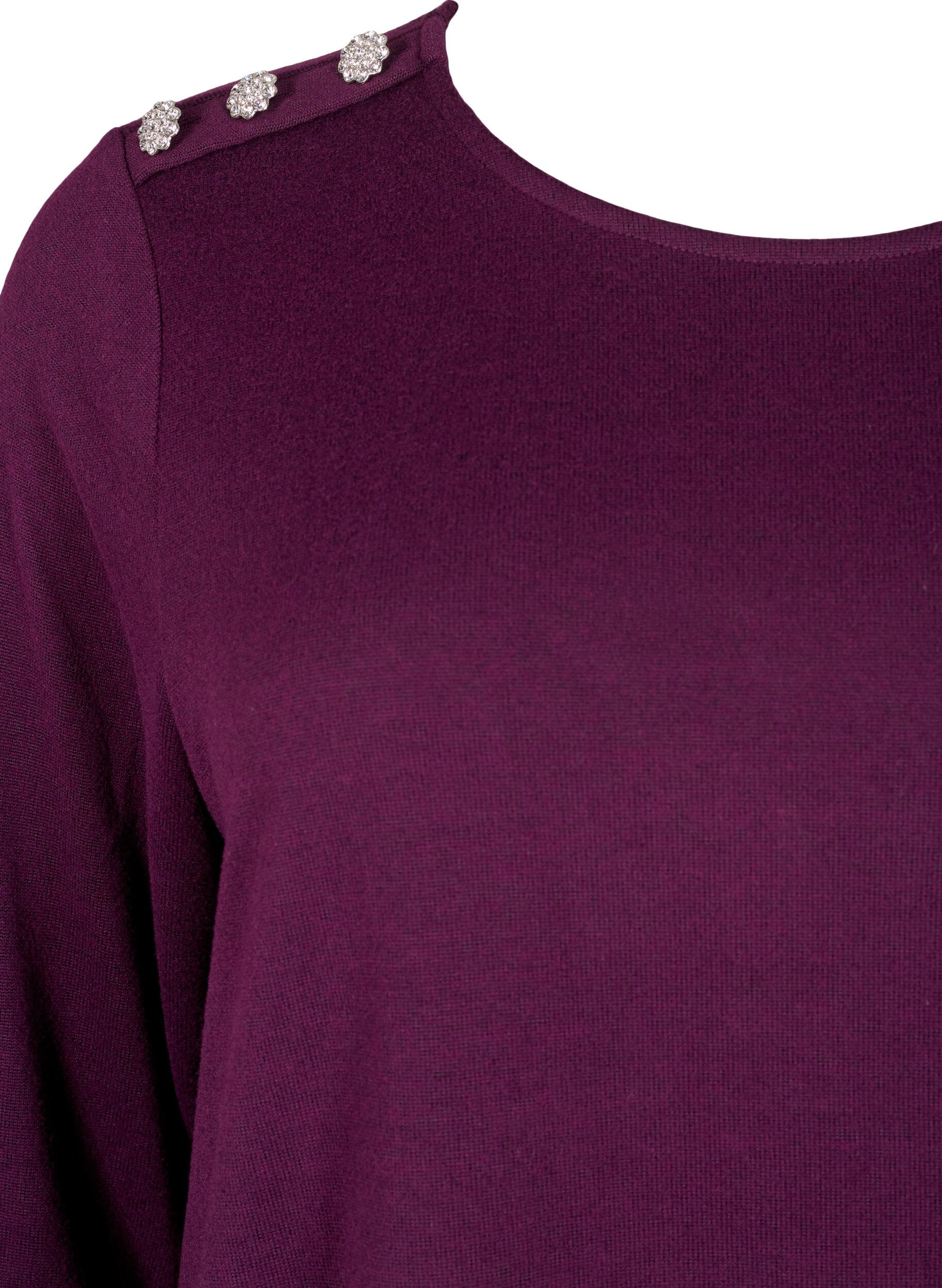 ZizziBluse med dekorative knapper, Lilla, Packshot image number 2